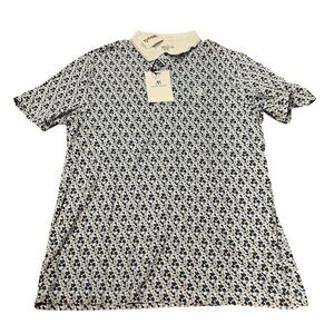 American‎ Rag Men Large Cotton Short Sleeve Polo Shirt Blue Gray White Golf